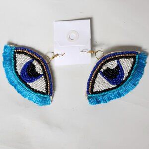 BEAUTIFUL EVIL EYE Dangle Earrings PAIR Hand Crafted Beaded All Seeing Eye
